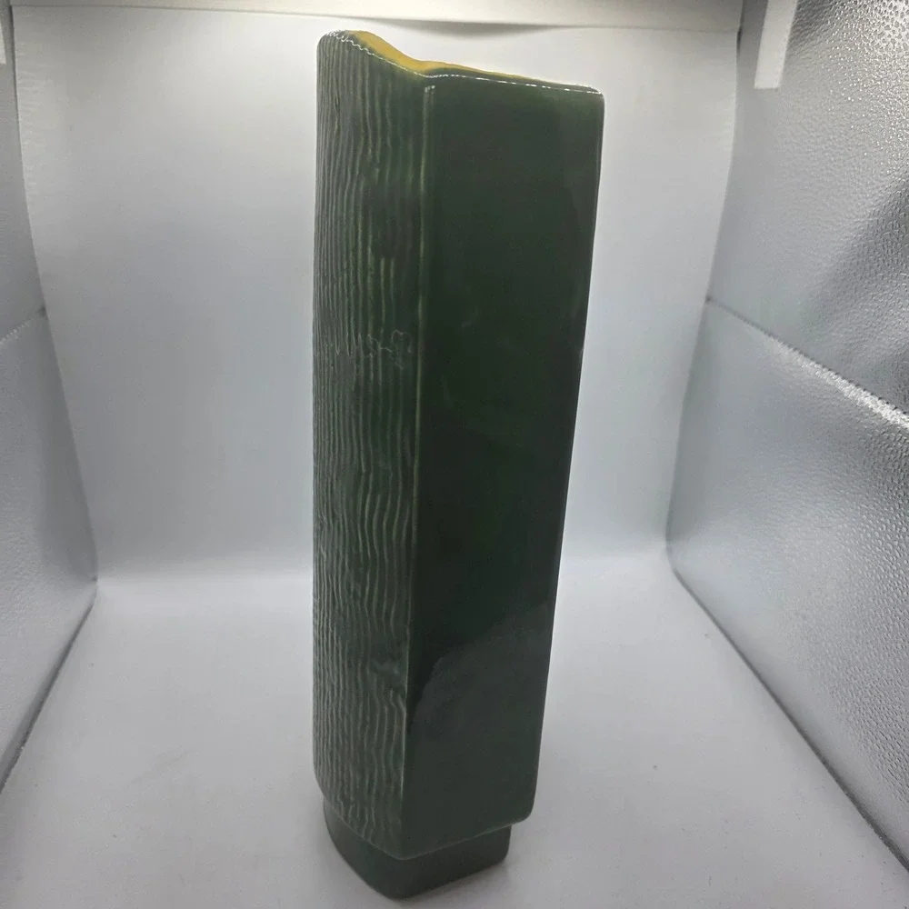 Red Wing Pottery USA Green Textured Vase Mid Century Modern Art Pottery MCM
